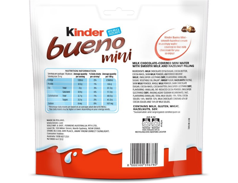 Kinder Bueno Mini Chocolate Sharepack 108g - 2 Pack