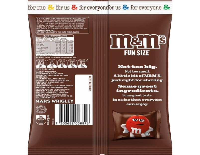 M&M's Milk Chocolate Fun Size Share Pack 11 Pieces 148g - 2 Pack