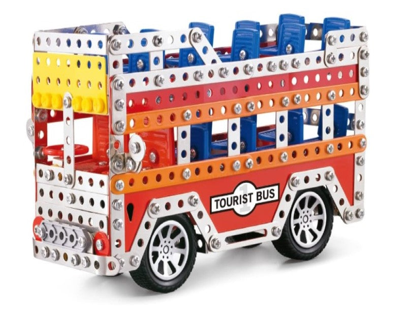 Construct IT MEGA Tourist Bus - 563 Piece Tourist Bus Construction Kit  - Build Your Own Metal Tourist Bus