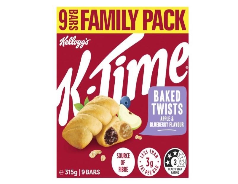 Kellogg's K-Time Baked Twists Apple and Blueberry Flavoured Snack Bars, 9-pack