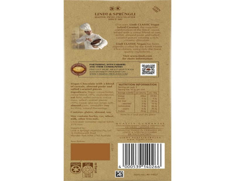 Lindt Classic Vegan Salted Caramel Chocolate 100g