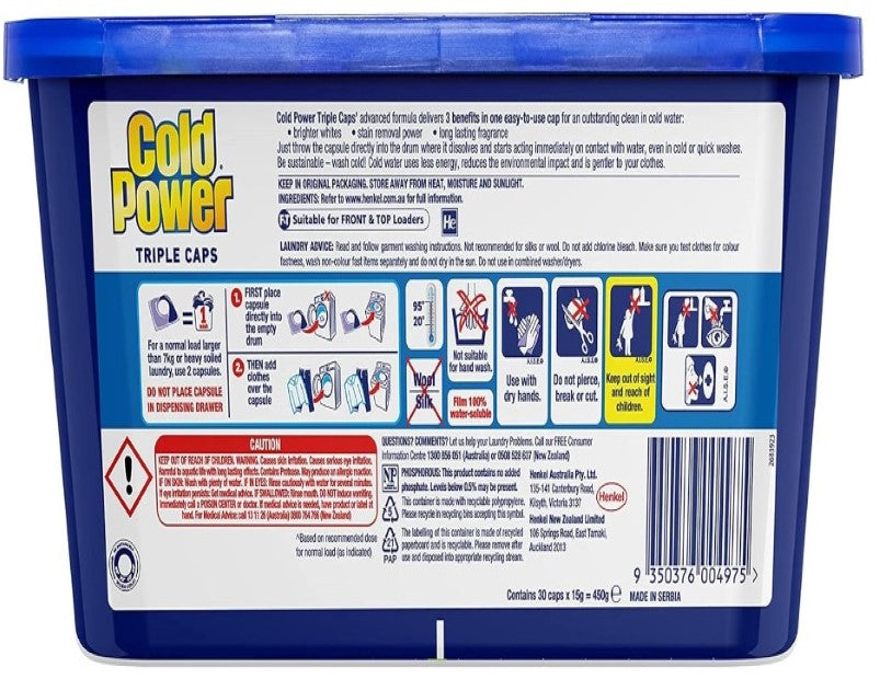 Cold Power 3in1 Triple Capsules Laundry Detergent, 30 count