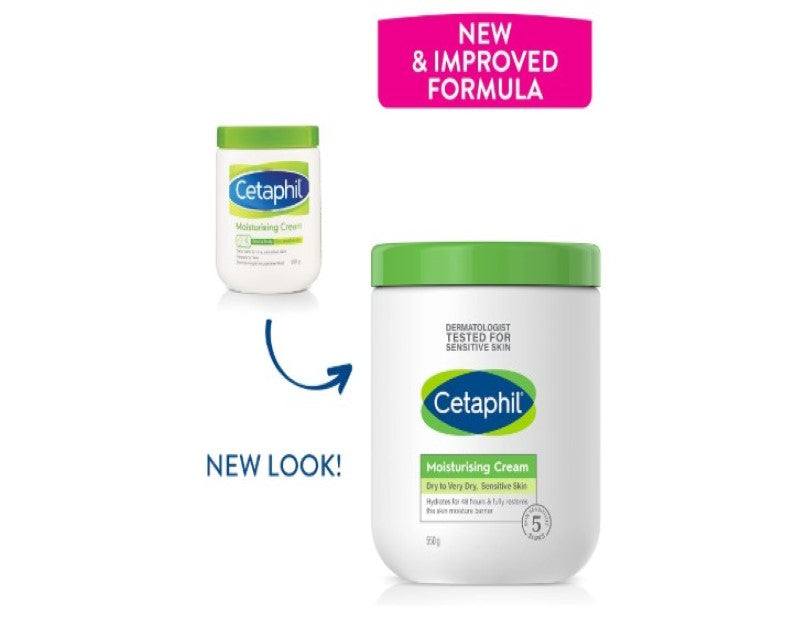 CETAPHIL Moisturising Cream 550g, Hydrating Moisturiser For Dry To Very Dry, Sensitive Skin, Dermatologist Tested