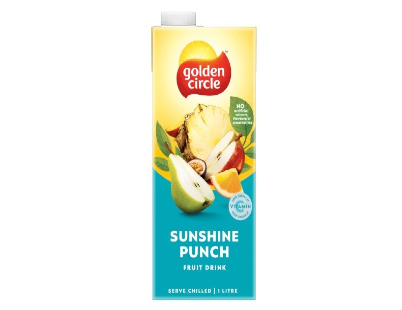 Golden Circle Sunshine Punch Fruit Drink Flavoured Tetra Drink Carton Pear, Apple, Pineapple, Orange, Peach Pure,, Flavours or Preservatives 1L