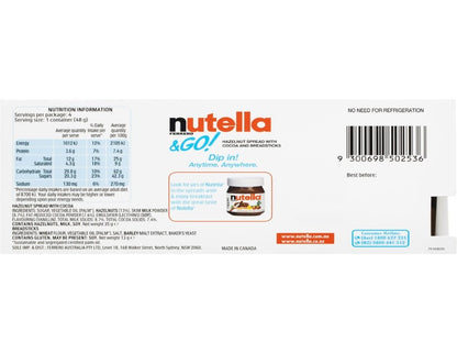 Nutella & Go Hazelnut Chocolate Spread with Breadsticks Multipack 4 Pieces 48g