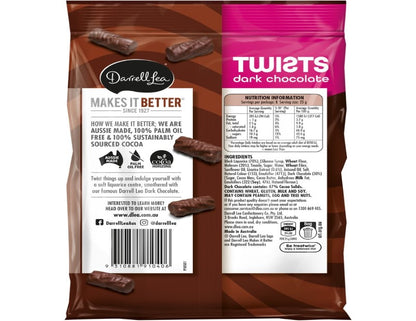 Darrell Lea Twists Dark Chocolate Liqourice 200g - 2 Pack