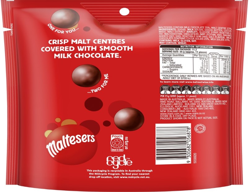 Maltesers Milk Chocolate Snack & Share Bag 280g - 2 Pack