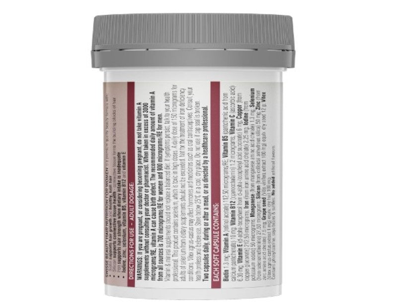 Swisse Beauty Hair Nutrition For Women - with Biotin And Silica To Support Lush Hair Growth - 60 Capsules