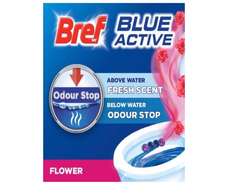 Bref Blue Active Flower Blossom, Rim Block Toilet Cleaner, 2x50g, 100 Grams