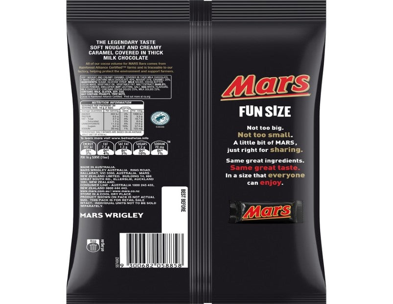 Mars Milk Chocolate Fun Size Snack & Share Bag 20 Pieces 320g - 2 Pack