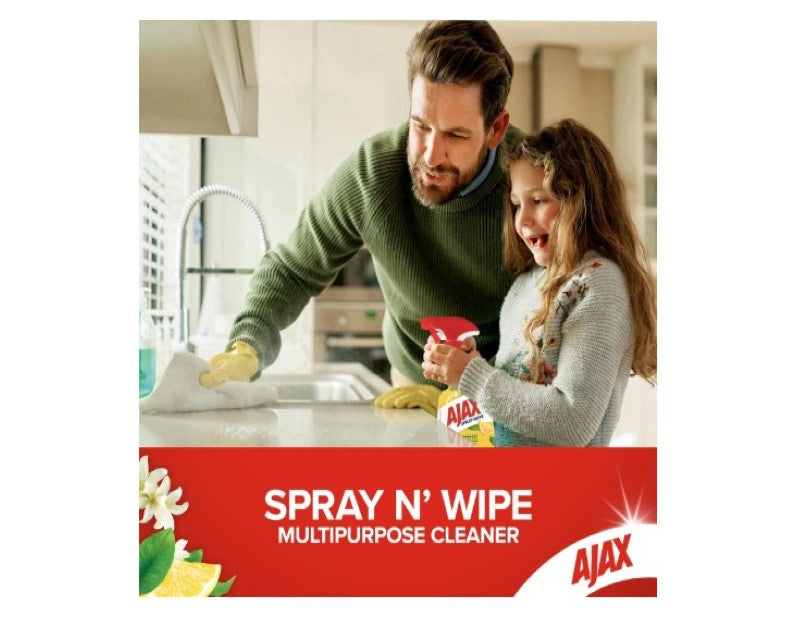 Ajax Spray n' Wipe Multi-Purpose Cleaner Refill, Value Pack 750mL, Lemon Citrus, Antibacterial Disinfectant