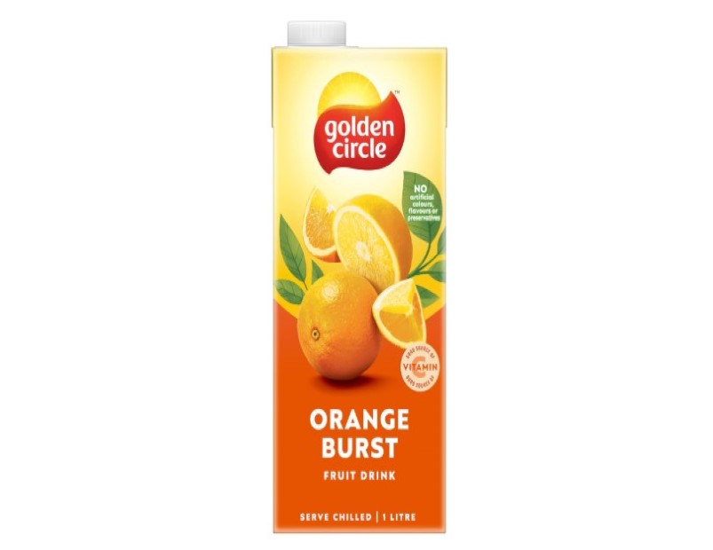 Golden Circle Orange Fruit Drink Flavoured Tetra Drink Carton No Artificial Colours, Flavours or Preservatives 1L