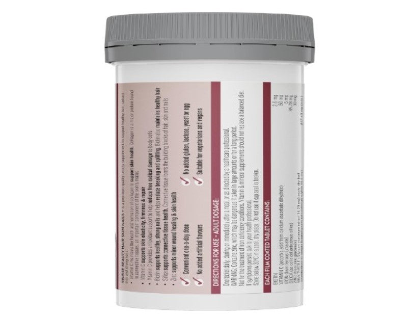 Swisse Beauty Hair Skin Nails+ - Supports Collagen Formation & Reduces Nail Splitting - 100 Tablet