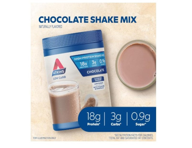 Atkins Chocolate Protein Shake Mix, High Protein, Low Carb, Low Sugar, Keto Friendly