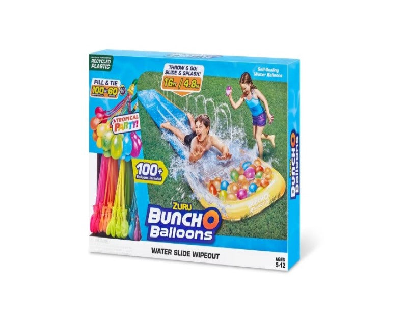 Zuru Bunch O Balloons Water Slide Wipeout and Self-Sealing Water Balloons Set