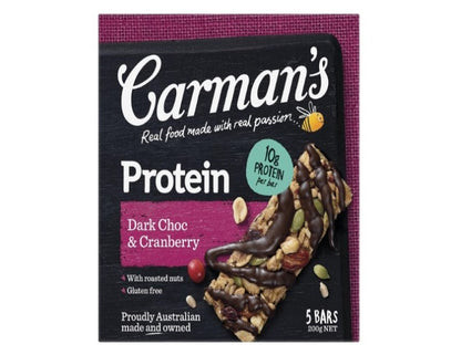 Carman's Gourmet Protein Bar Dark Choc & Cranberry, 200 g