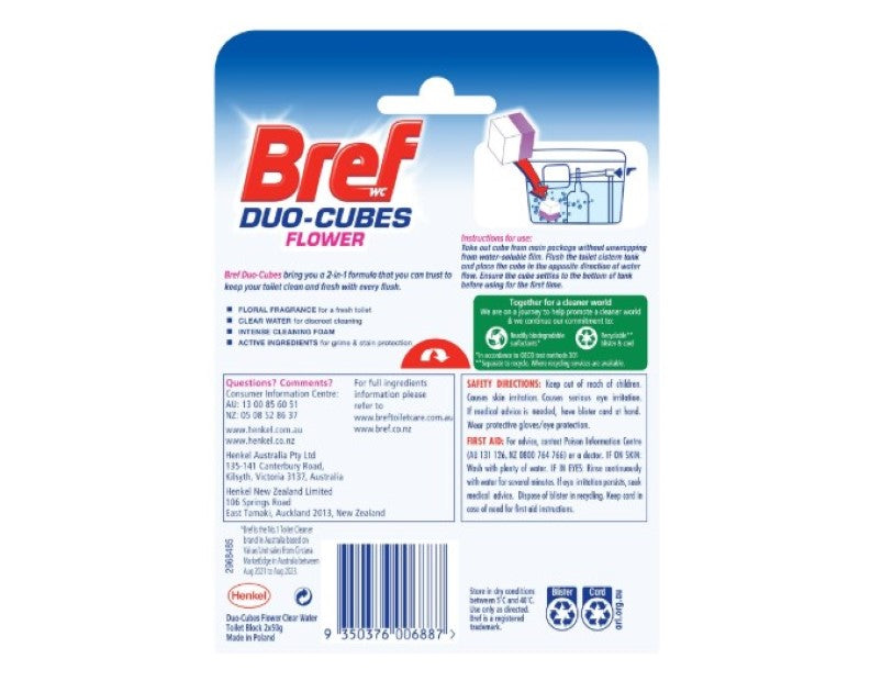 Bref Duo Cubes Toilet Cleaner Block In Flower 100g