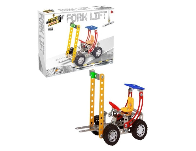 Construct IT Fork Lift - 99 Piece Forklift Construction Kit - STEM Toys for 8+ Year Olds - Build Your Own Metal Fork Lift - STEM for Kids Ages 8-12