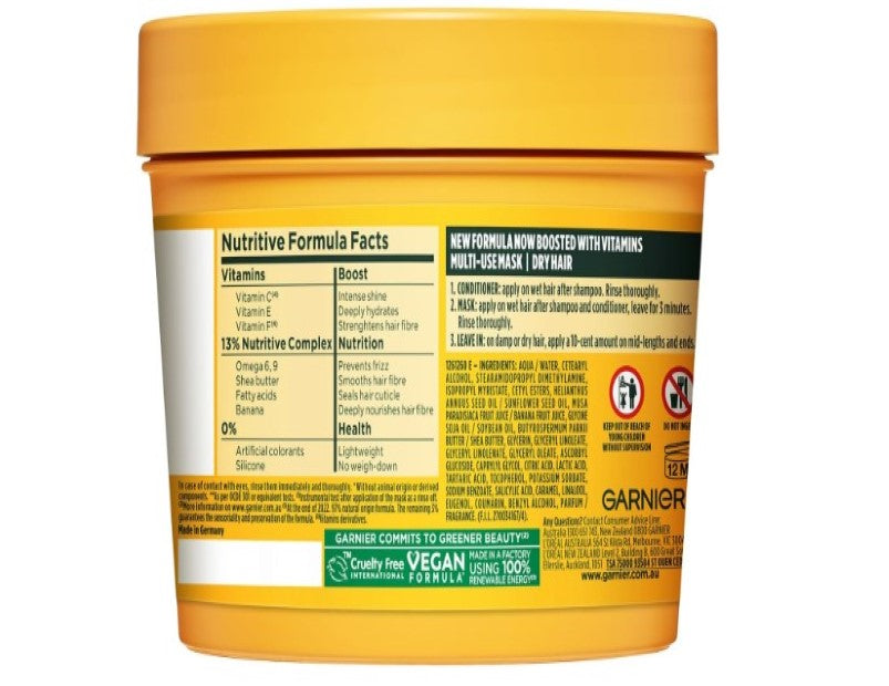 Garnier Fructis, 3-in-1 Hair Mask, Hydrating & Softening, Hair Food Banana, 390ml