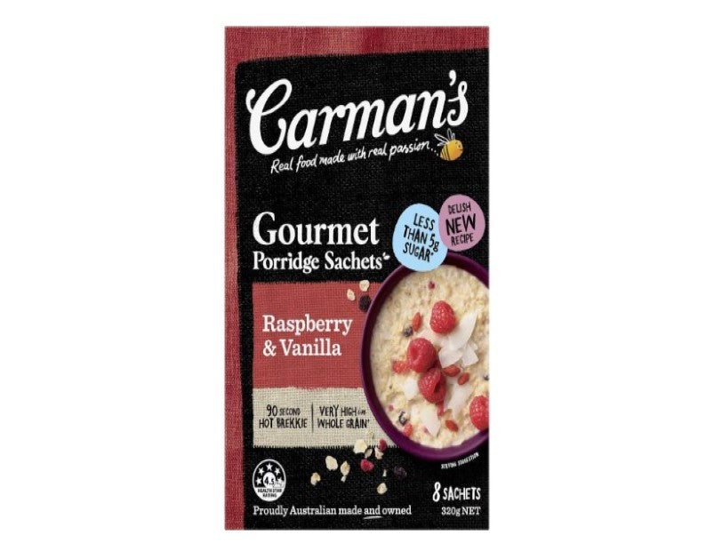 Carman's Raspberry and Vanilla Gourmet Porridge Sachets 320 g