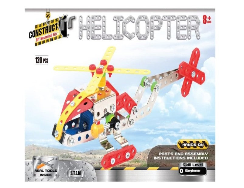 Construct IT Helicopter - 120 Piece Helicopter Construction Kit - STEM Toys for 8+ Year Olds - Build Your Own Metal Helicopter