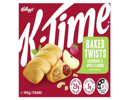 Kellogg's K-Time Baked Twists, Raspberry and Apple Flavour Snack Bars, 185g, 5 Count (Pack of 1)