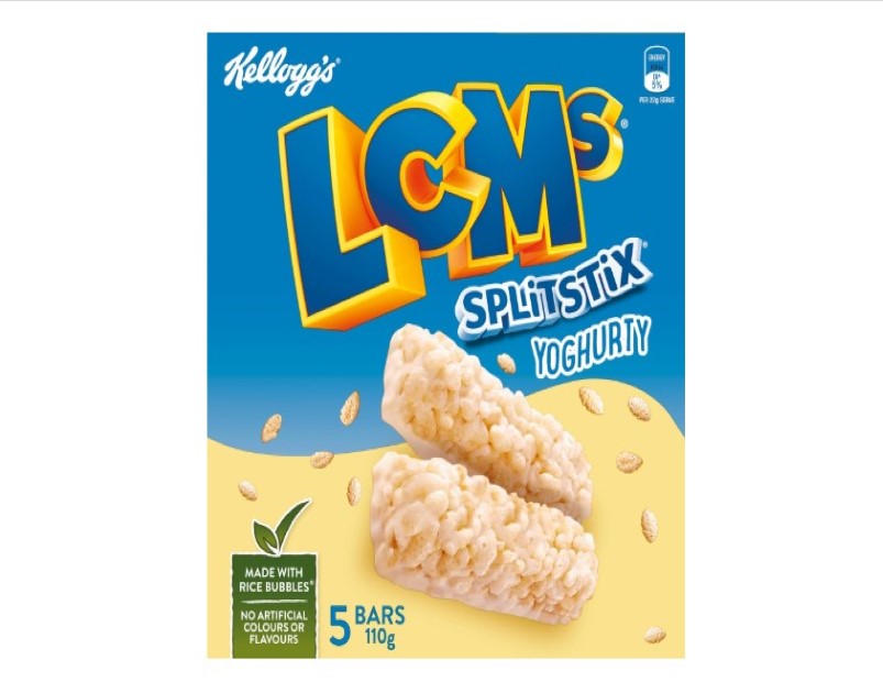 Kellogg's LCMs Split Stix Yoghurty Puffed Rice Snack Bars, 5 x 22g