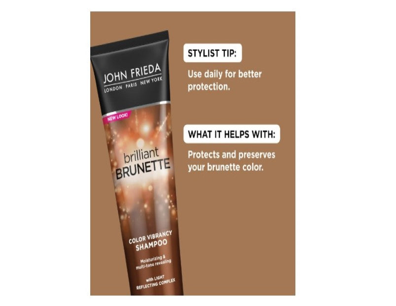 John Frieda Brilliant Brunette Colour Protecting Moisturising Shampoo, 250 ml