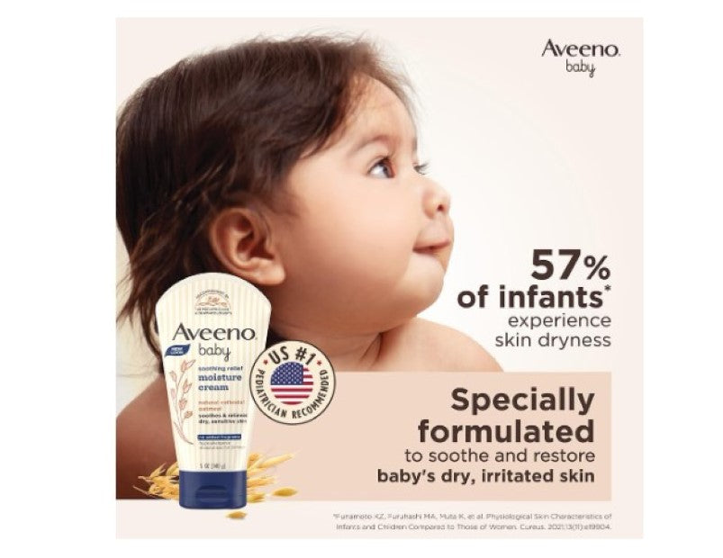 Aveeno Baby Soothing Relief Fragrance Free Sensitive Moisturising Cream 140g