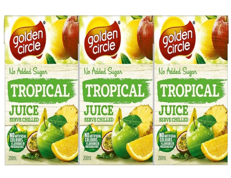 Golden Circle Tropical Fruit Juice Box Poppers Multipack Pear, Apple, Pineapple, Flavours or Preservatives 200ml (Pack of 6)