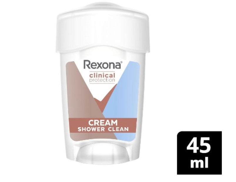 Rexona Women Clinical Antiperspirant Cream Stick Deodorant Shower Clean, 45ml, 96 Hour Protection