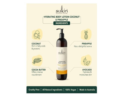 Sukin Hydrating Body Lotion, Pineapple & Coconut, 500ml