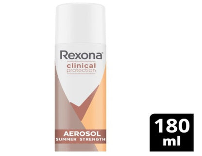 Rexona Women Clinical Antiperspirant Deodorant Aerosol Spray Summer Strength, 180ml, 96 Hour Protection