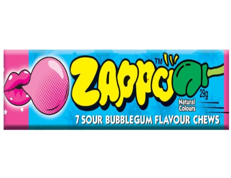 ZAPPO Sour Flavoured Bubblegum Chews - (Bulk Pack of 30 Sticks)