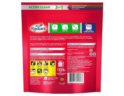 Radiant Active Clean 3-In-1 Laundry Detergent 28 Capsules, Multicolor, 420 g (Pack of 1)