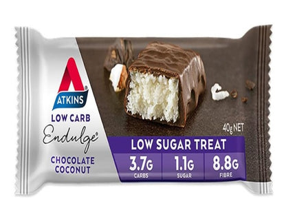 Atkins Endulge Chocolate Coconut Bars | Keto Friendly Bars | 5 x 40g Low Carb Coconut Bars | Low Carb, Low Sugar, High Fibre | 5 Bar Pack