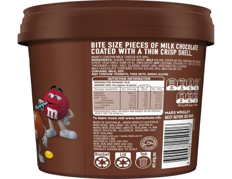 M&M's Milk Chocolate Snack & Share Party Bucket 640g