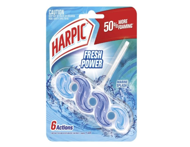 Harpic Fresh Power Toilet Block Cleaner Marine Splash (Pack of 6)