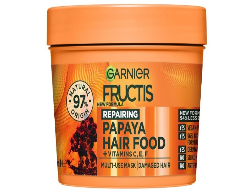 Garnier Fructis, 3-in-1 Hair Mask, Repairing & Hydrating, Hair Food Papaya, 390ml