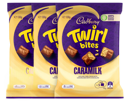 Cadbury Twirl Bites Caramilk 130g 3 pack