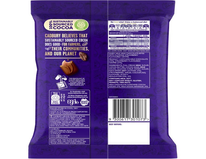 Cadbury Dairy Milk Stawberry Milk Chocolate Bites 142g - 2 Pack