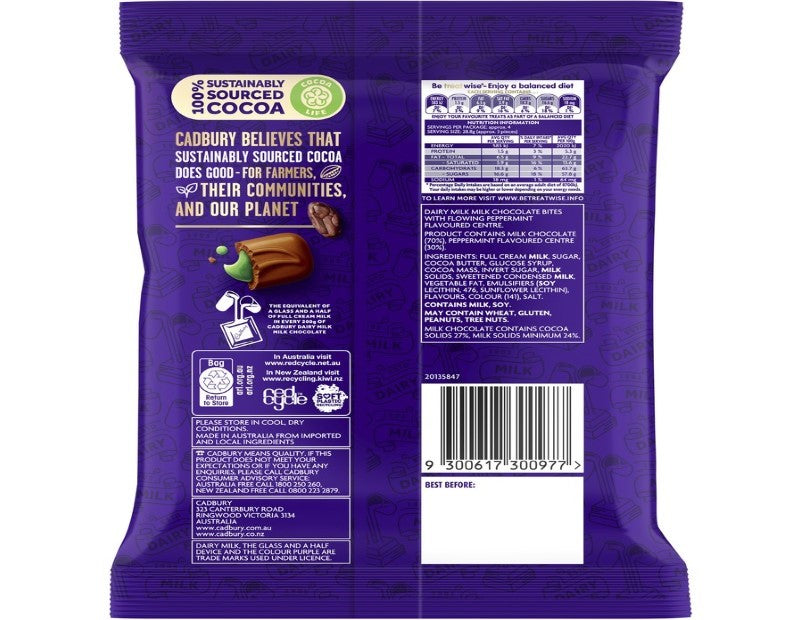 Cadbury Dairy Milk Peppermint Milk Chocolate Bites 142g - 2 Pack