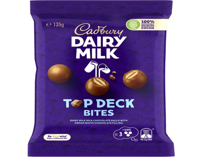 Cadbury Dairy Milk Top Deck Milk Chocolate Bites 135g - 2 Pack