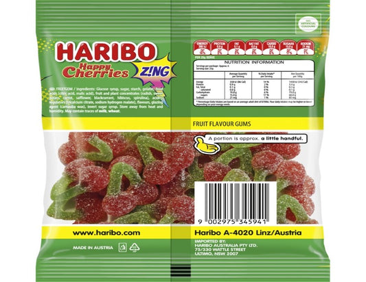 Haribo Sour Happy Cherries Candy 140g - 3 Pack