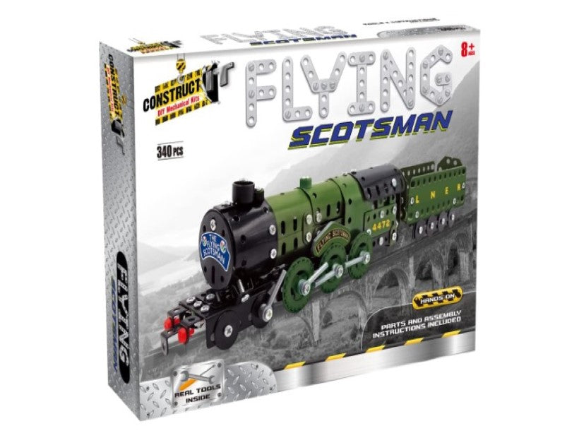 Construct IT Flying Scotsman Train - 340 Piece Construction Kit - STEM Toys for 8+ Year Olds - Build Your Own Metal Flying Scotsman Train