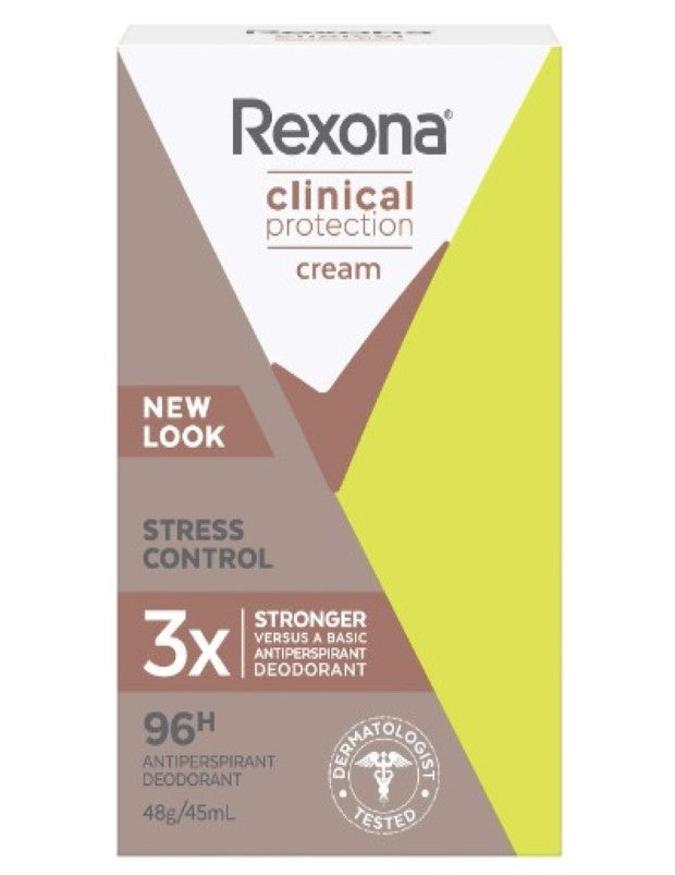 Rexona Women Clinical Antiperspirant Cream Stick Deodorant Stress Control, 45ml, 96 Hour Protection