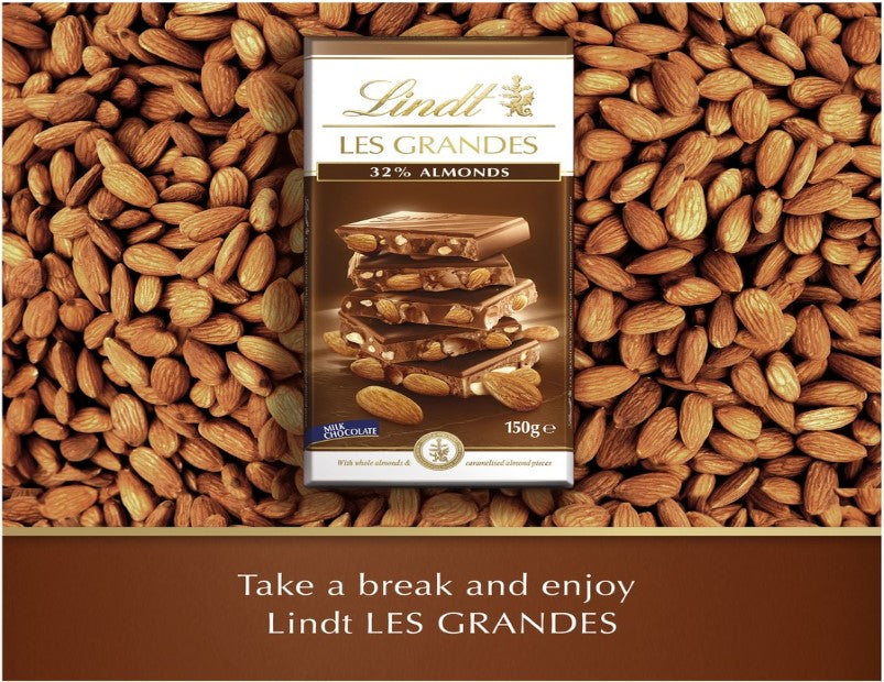 Lindt Les Grandes Milk Chocolate Almond 100g