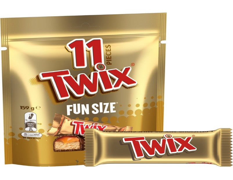 Twix Chocolate Caramel Biscuit Snack Bag 11 Pieces 159g - 2 Pack