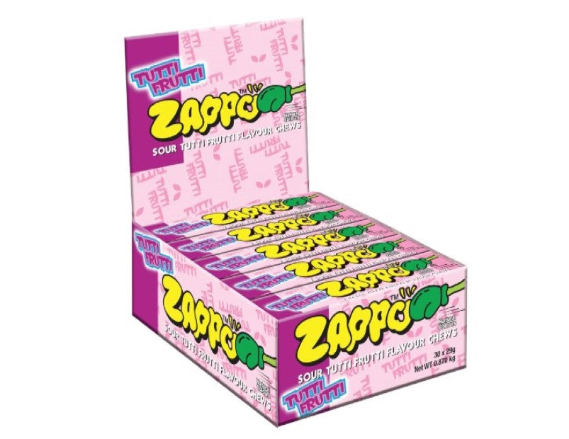 ZAPPO Sour Tutti Frutti Flavoured Chews - (Bulk Pack of 30 Sticks)