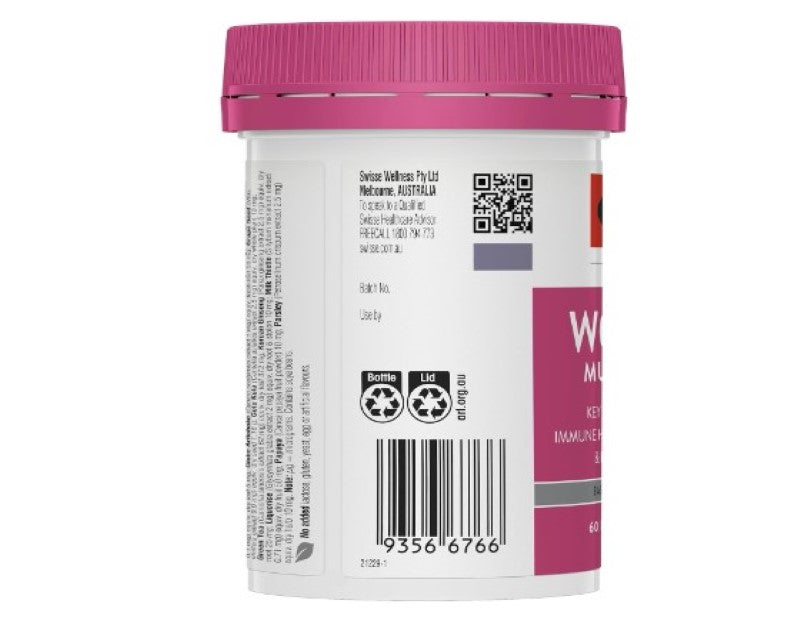 Swisse Ultivite Women's Multivitamin - with Folic Acid, Biotin & Iron to Support Energy, Immunity and Hair Health - 60 Tablets